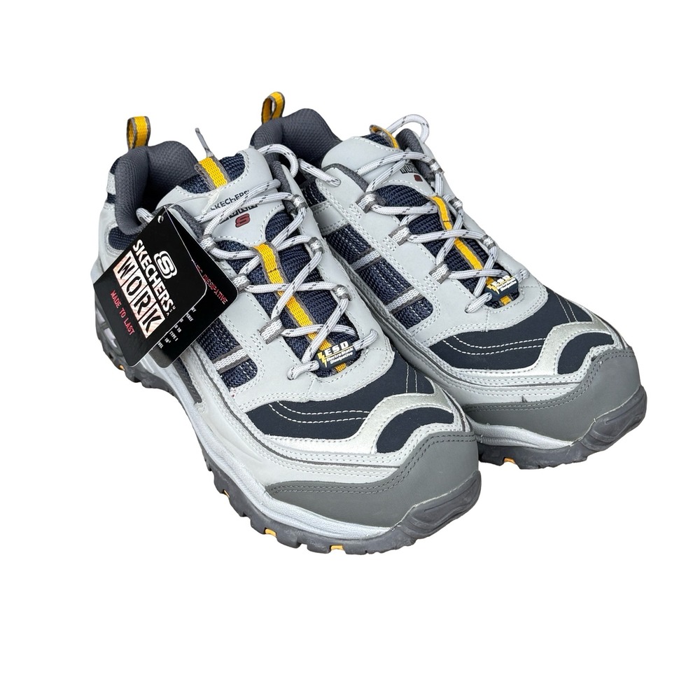 Skechers Work Steel Toe ESD Shoes Womens 9 Grey Navy Industrial Sneaker 76220